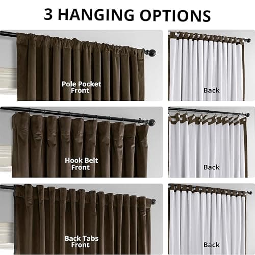 HPD Half Price Drapes Signature Velvet Thermal Blackout Curtains for Living Room 108 Inch Long (1 Panel) Rod Pocket Insulated Blackout Curtains for Bedroom Window Curtains, 100W x 108L, Java thumbnail 6