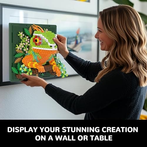 BseSparklion Chameleon Animal 3D Wall Art Micro Mini Building Blocks Set, Unique Home Wall Decor or Table Display, No Compatible with Lego, Ideal Gift Toy for Adults & Boys Girls 14+ (1376 PCS) thumbnail 6
