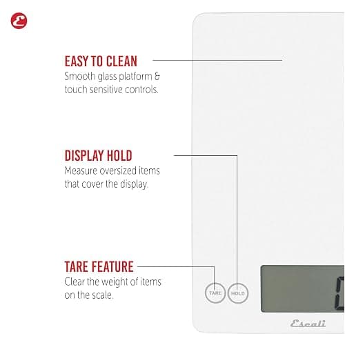 Escali Arti Digital Food Scale, Multi-Functional Kitchen Appliance, Precise Weight Measuring and Portion Control, Baking and Cooking Made Simple, Tempered Glass, Frost White thumbnail 2