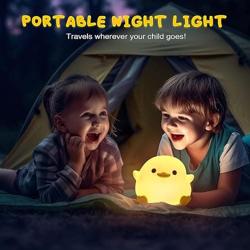 UNEEDE LED Cute Bean Duck Night Light, DoDo Duck Silicone Nursery Night Light Rechargeable Table Lamp Bedside Lamp with Touch Sensor for Bedrooms, Living Room thumbnail 6