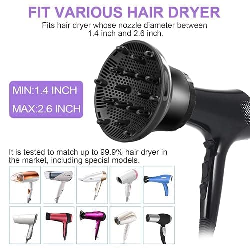 UUCOLOR Universal Hair Diffuser Suitable for 1.4 in to 2.6 in Adjustable Hair Dryer Diffuser Nozzle for Curly or Wavy Hair Styling thumbnail 6