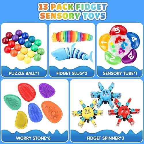 Hepoasky Fidget Sensory Toys for Kids Adults with Autism ADHD: 13 Pack Anxiety Relief Items Toy, Fun Classroom Prize & Travel Toys, Stress Relief Toy Gifts Party Favors for Kids thumbnail 6