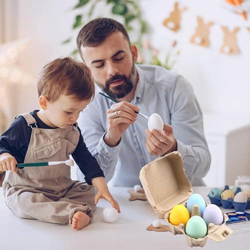 LayHyand 30 Pack Egg Cartons 4 Count, Cheap Bulk Pulp 4 Cell Containers Vintage Easter, 1/3 Dozen Sturdy Natural Kraft Paper Holder Box for Storage Fresh Chicken Huevo 2x2 thumbnail 5