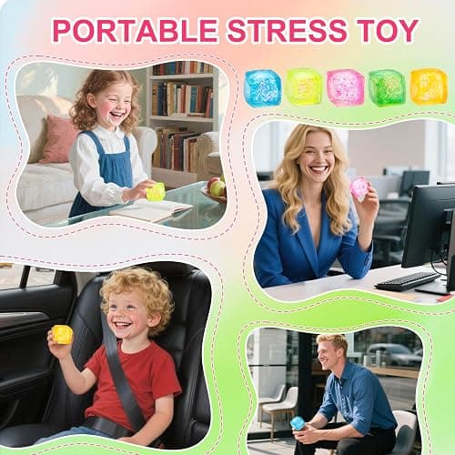 10 Pack Stress Cube Squishy Stress Balls for Adults Kids, Sensory Fidget Toys for Anxiety Stress Relief, Stretchy and Slow Rising Sparkling Malt Sugar Squeeze Toy for Boys Girls Party Favors thumbnail 6
