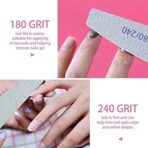 URAQT Limes à Ongles Professionnelle, 16pcs Double Face Lime à Ongles 180/240, Double Face Lime Grain Nail Art en Gel Acrylique Naturel pour Manucure/Salon Coiffure/Animaux Domestiques thumbnail 7