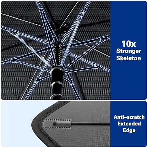 2025 Windshield Sun Shade Umbrella, Foldable Car Umbrella Sunshade with UV Block Car Front Window (Heat Insulation Protection) for Auto Windshield Covers Trucks Cars (Large) thumbnail 6