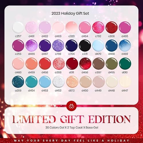 Beetles Winter Gel Polish Set 39Pcs Red Burgundy Blue Green Nude Pink Purple Gel Nail Polish with Base Top Coat for Manicure Lovers DIY at Home UV LED Needed Gift for Women Enchanted Jewelry thumbnail 2