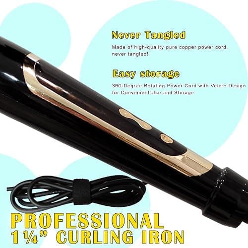 abp 1.25 Inch Curling Iron Extra Long Barrel with Ceramic Coating for Long/Medium Hair,1 1/4 INCH LCD Display Instant Heat up to 450°F with clamp,Hair Style Tool Girls & Women thumbnail 5