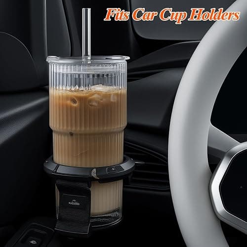 20 oz Ribbed Glass Tumblers with Lids and Straws – Set of 4 Thickened Glassware, Elegant Durable Ribbed Drinking Glasses Bulk for Iced Coffee Cups, Cocktails, Smoothies, Juice, Hot or Cold Beverages thumbnail 6
