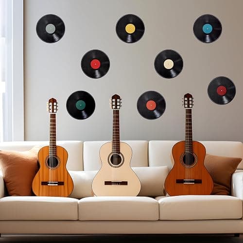 Piriuuo 8 Pcs Records Wall Decor, Vinyl Records Decor Decorative Vinyl Record Decor 9'' Vinyl Record Wall Decor Vinyl Record Stickers Fake Vinyl Records Decals for Home Wall Music Party Decoration thumbnail 7
