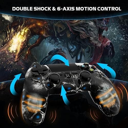 2 Pack Wireless Controller for PS4, Controller for Sony PlayStation 4, Double Shock 6-Axis Motion Sensor, Sensitive Touch Pad, Built-in Speaker & 3.5mm Headset Jack, Compatible with PS4/Pro/Slim thumbnail 3
