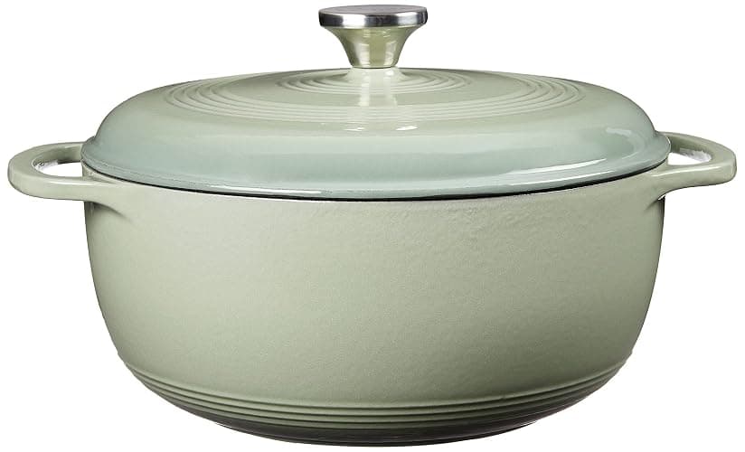 Lodge 6 Quart Enameled Cast Iron Dutch Oven with Lid – Dual Handles – Oven Safe up to 500° F or on Stovetop - Use to Marinate, Cook, Bake, Refrigerate and Serve – Desert Sage thumbnail 4