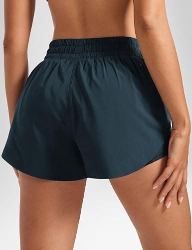 INGIA 2 in 1 High Waisted Running Shorts for Women 3" Quick Dry for Sport Athletic Workout with Zipper Pocket thumbnail 2