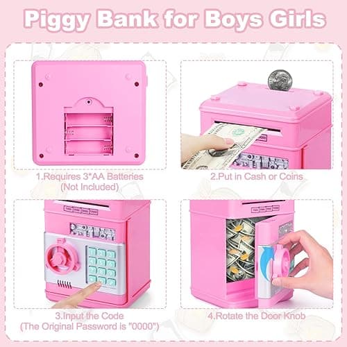 Refasy Piggy Bank Cash Coin Can ATM Bank Electronic Coin Money Bank for Kids Age 3-12, Money Savings Box Mini ATM Coin Bank Toys Gifts for 3 4 5 6 7 8 9 10 11 12 Year Old Boys Girls thumbnail 5