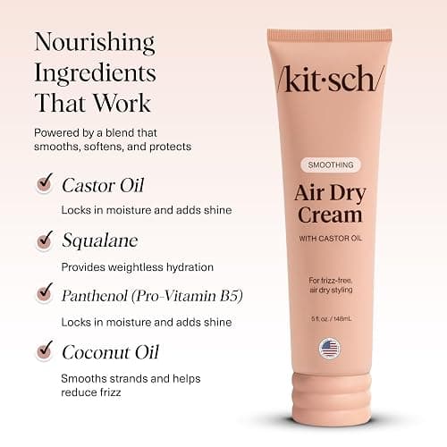 Kitsch Smoothing Air Dry Cream for Hair – Frizz Control Hair Care Product with Castor Oil & Coconut Oil – Weightless Styling Cream - Enhances Natural Texture Appearance | Ideal Gifts for Women – 5 oz thumbnail 5