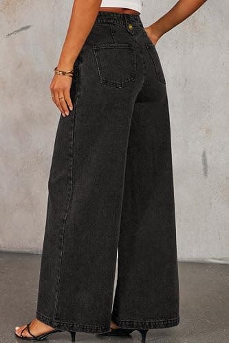loveimgs Women 2 Piece Denim Set Button Sleeveless Jean Vest Denim Top Y2k Shirt Wide Leg Jeans Palazzo Pants Outfits thumbnail 7
