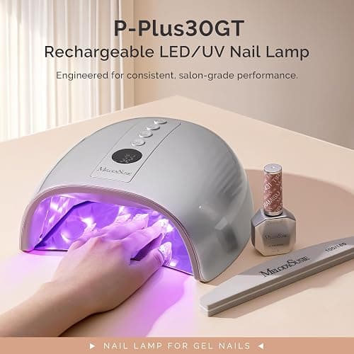 MelodySusie Professional Cordless UV Nail Lamp with Metal Base, P-Plus30GT Nail Dryer with Smart Sensor for Salon & DIY Home Use Fast Cures All Hard Gels, Especially Extension & Glitter Gel Polishes thumbnail 2