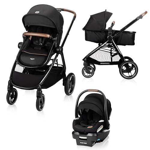 Maxi-Cosi New Generation Zelia Luxe 5-in-1 Modular Travel System, Carriage Mode, Reversible Toddler Seat, Mico Infant Car Seat (included), Enhanced All-Terrain Wheels, Use from Birth – Bassalt Black - Image 1