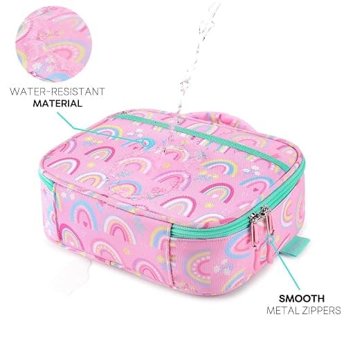 mibasies Kids Lunch Box for Girls Toddler, Insulated and Reusable Lunch Bag for School, Pink Rainbow thumbnail 5