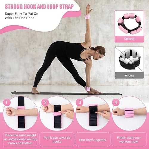 Pilates Wrist Ankle Weight for Women, Adjustable Weight Set of 2 | Soft Silicone, Strong Hook & Loop, Wearable Arm Leg Weight for Walking, Yoga, Barre, Strength Training at Gym & Home thumbnail 8