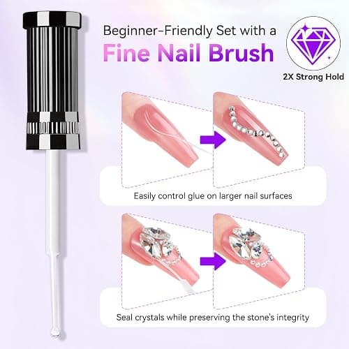 Makartt Nail Rhinestone Glue Gel, Upgrade Gel Nail Glue with Brush Pen Tip Super Strong Adhesive Precise for Nail Charms Crystals Rhinestone Beads Flower 3D Decorations 8ml*2 thumbnail 4