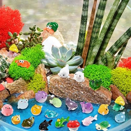 DIYDEC 36pcs Mini Ocean Resin Animals Tiny Sea Animals Figurines Marine Miniature Plastic Animals Aquarium Ornaments Decorations for DIY Fish Tank Potted Micro Fairy Garden Dollhouse thumbnail 6
