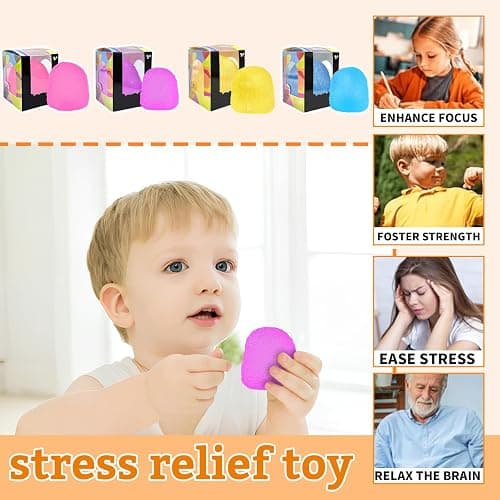 Gumdrop Squishy Toys, Super Solid Strees Ball Sensory Fidget Toys for Anxiety Relief, Squeeze&Relax Slow Rising Gum Drop Squishy Desk Toys, Teens & Adults Gifts Party Favors(A-Blue) thumbnail 2