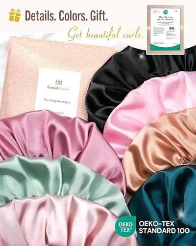 Bonnet Queen Silk Bonnet Satin Bonnet with Tie Band Hair Bonnet for Sleeping Night Sleep Hat for Women thumbnail 6