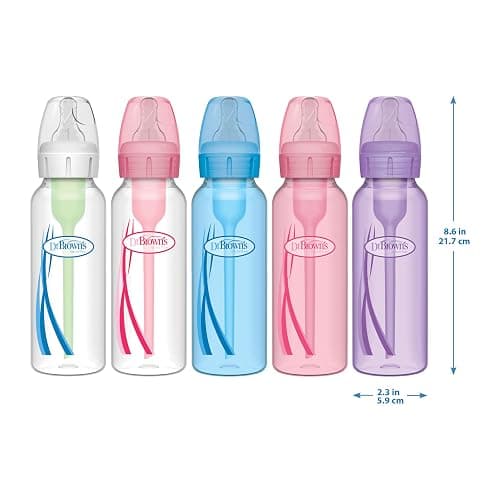 Dr. Brown's Anti-Colic Options+ Narrow Baby Bottle, 8 oz, 4-Pack | Clinically proven to reduce colic, bottle with Level 1 slow flow nipple, 0m+, BPA-free thumbnail 2