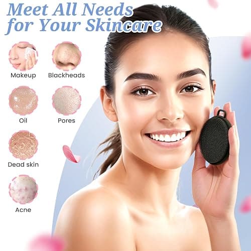 GEENOA Silicone Back & Body & Face Scrubber Set 3PCS, Gentle Exfoliating Back & Body Scrubber with Dual-Side Brush Head, Hygienic Silicone Loofahs with Soft Bristle and Non-Slip Handle(Black-3PC) thumbnail 7