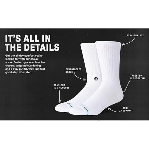 Stance Icon Classic Casual Crew Socks 3-Pack, Cotton Blend and Cushioning Arch Support thumbnail 5
