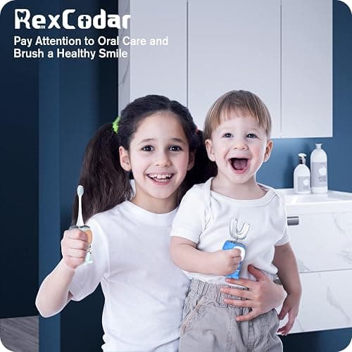 RexCodar Ultrasonic Kid's U-Shaped Electric Toothbrush, IPX7 Waterproof, Five Cleaning Modes, 60S Smart Reminder (Navy Blue, Ages 6-12) thumbnail 7