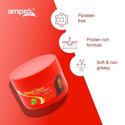 AmPro Shine-n-Jam Magic Fingers Gel for Braids - Provides Firm Hold with Non-Greasy Shine - Strengthens Hair with Silk Proteins - Works on Any Hair Texture to Create Multiple Styles - 8 oz thumbnail 8