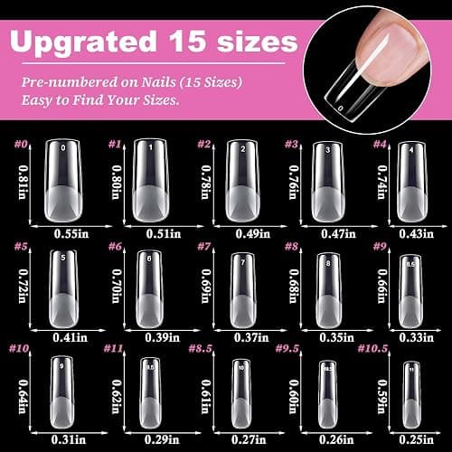 300pc Long Square Nail Tips Square Fake Nails Tips Long Acrylic Nails Tips Clear Press on Nails Soft Gel Nail Tips Full Cover False Nails Artificial Fingernail for Gel Nail Extensions thumbnail 2