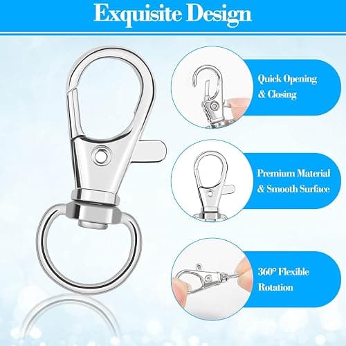 Anezus 100Pcs Key Chain Clip Hooks Swivel Lanyard Snap Hook Keychain Hooks for Lanyard Key Rings Crafting thumbnail 5