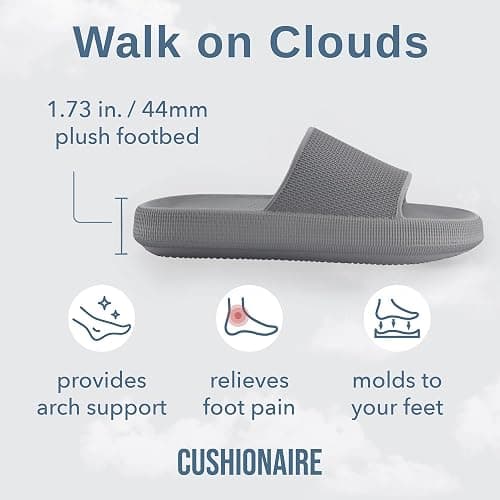 CUSHIONAIRE Feather EVA Mens Sandals – Slip On Recovery Slides, Lightweight Water Shoes for Men thumbnail 5
