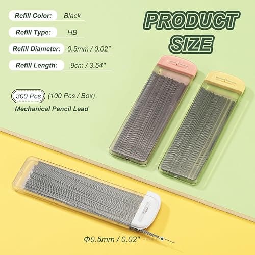 PATIKIL 300Pcs HB Mechanical Pencil Lead, 0.5mm Black Lead Refill Break Resistant Pencil Refills for Writing Office Supplies, White/Yellow/Pink thumbnail 3
