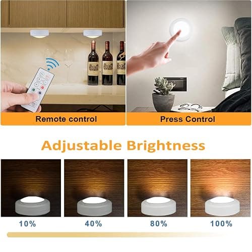 Aokpsrt Puck Lights with Remote Control, 16 Color Changeable Wireless LED Light,Under Cabinet Lights, Battery Operated Light with Dimmer & Timmer Great for Closet, Bedroom,Kitchen(12 Packs) - 12 Packs - White thumbnail 3