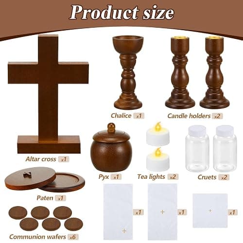 Sliner Catholic Gifts for Kids Mass Kit Wooden Mass Play Set My First Communion Gift Catholic Toys Set Baby Holy Baptism Gifts for Christmas Priest Churches Birthday Easter Party Decor(Natural Color) thumbnail 3