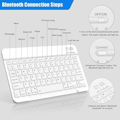 Bluetooth Keyboard for iPad 10th Generation, iPad Pro 13/12/11/10/9/8/7 inch, iPad Air 13/11th Gen, iPad mini, Samsung Xiaomi Tablets - Slim Wireless Portable Travel Office Computer Accessories thumbnail 6