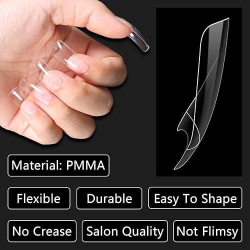 Laza 600pcs Medium Length Duck Nail Tips 12 Sizes Box-packed Clear Duck Nails Half Cover Wide Nail Tips French False Nail Tips for Acrylic Nails Extension Tips — 28MM thumbnail 2