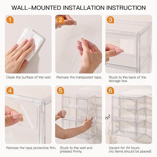 VGLXTRNT 3 Tier Clear Display Case for Figures, Wall-Mounted Acrylic Storage Organizer Box, Stackable Display Cabinet with Magnetic Door & Removable Shelves, Showcase for Collectibles, Figures thumbnail 6
