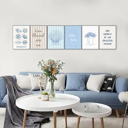 6Pcs Coastal Christian Wall Art Bible Verse Wall decoration pictures Seashell Beach Scripture Canvas poster Prints for Living Room Bedroom Office Unframed Religious Decor (8x10in poster) thumbnail 4