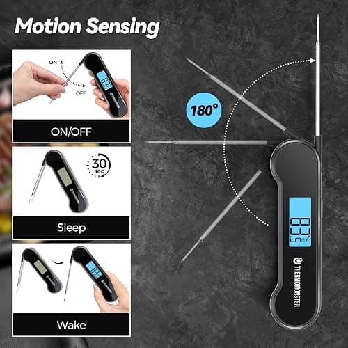 0.5 Sec Instant Read Meat Thermometer Digital with ±0.5℉ Precision, Food Thermometer for Cooking Kitchen Gadgets, Oven Grill Candy BBQ Essentials Accessories, Gifts for Him Dad Men Birthday, Black thumbnail 5