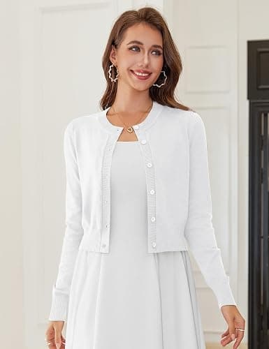 LETDIOSTO Cropped Cardigan Bolero Shrug for Women, Button Down Long Sleeve Knit Sweater for Dresses,for Jeans, XS to XL thumbnail 8