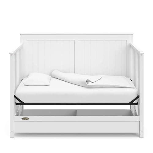 Graco Hadley 5-in-1 Convertible Crib with Drawer – GREENGUARD Gold Certified, Fits Standard Crib Mattress, Converts to Toddler Bed, Daybed and Full Bed, 4 Adjustable Mattress Heights (White) thumbnail 12