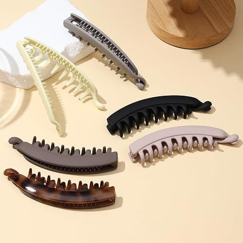 6 Pack 5 Inch Banana Hair Clips for Women Thin Fine Thick Hair,Strong Banana Claw Clips for Hair thumbnail 6