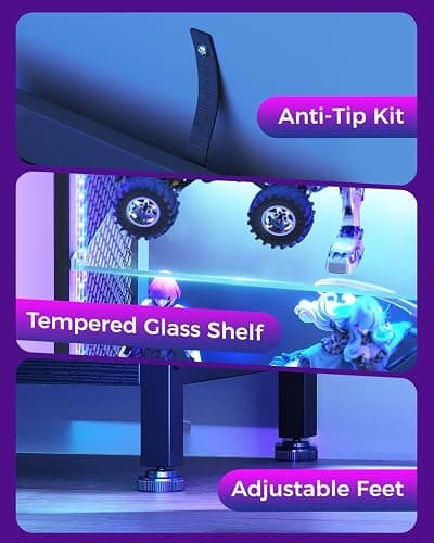 AODK Display Case with LED Lights, Display Cabinet with Open Glass Shelves for Small Space, 4-Tier Corner Display Shelf with Industrial Mesh, Curio Cabinet for Collectibles, Bookcase thumbnail 6