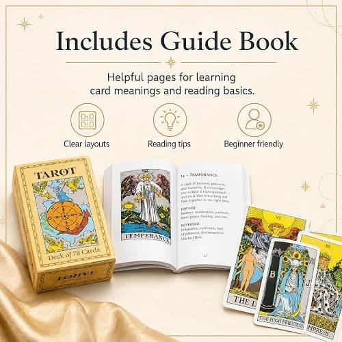 Qualis 78 PCS Original Tarot Cards And Book For Beginners Set | Deck with 100 Page Guide Book | Tarot Card Set By Pamela Colman - Smith-Waite Rider Deck For Beginners thumbnail 5