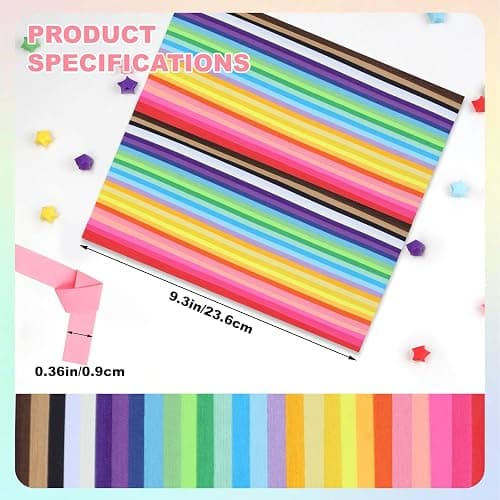 Phinus 2060 Sheets Origami Paper - 27 Color Assortment, Double Sided Star Paper Strips for DIY Hand Art Crafts thumbnail 3